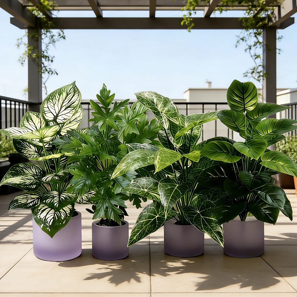 Fiddle Leaf Fig - Lot de 4 plantes artificielles avec